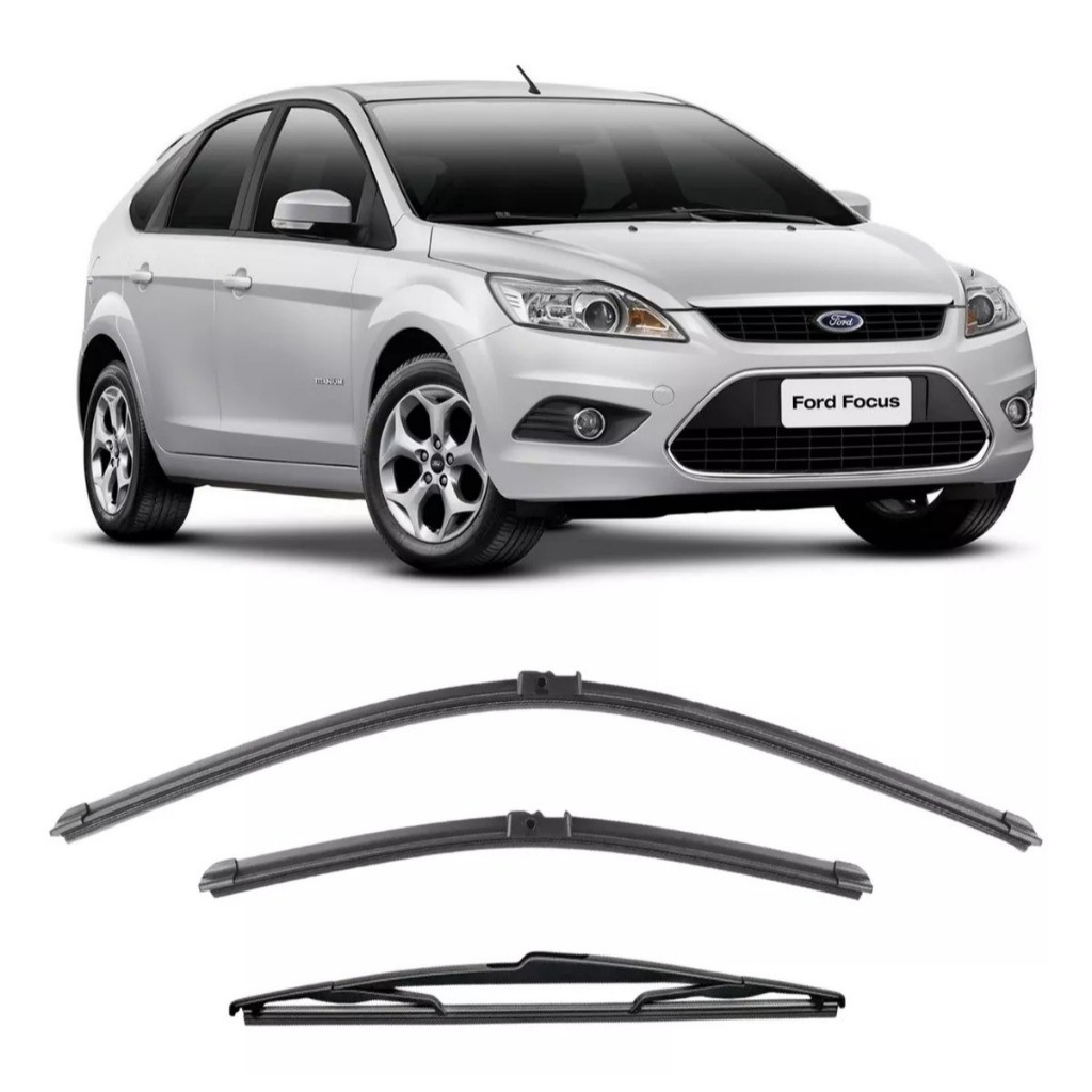 Kit 3x Palheta Limpa Para-brisa Dianteiro + Traseiro Ford Focus 2008 A 2013