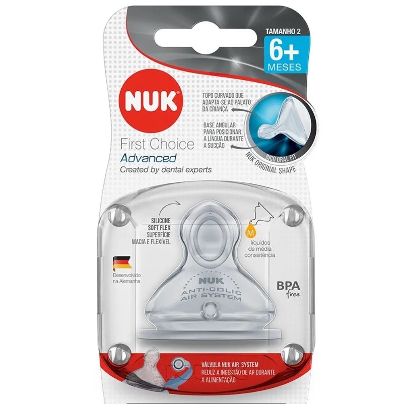 Bico De Silicone Para Mamadeira First Choice Tam 2 Médio - Nuk 7007-2U