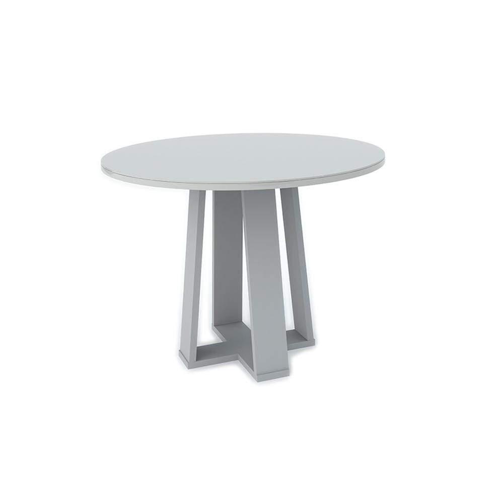 Mesa de Jantar Redonda com Tampo de Vidro Isabela Off White 100 cm - Home & Living