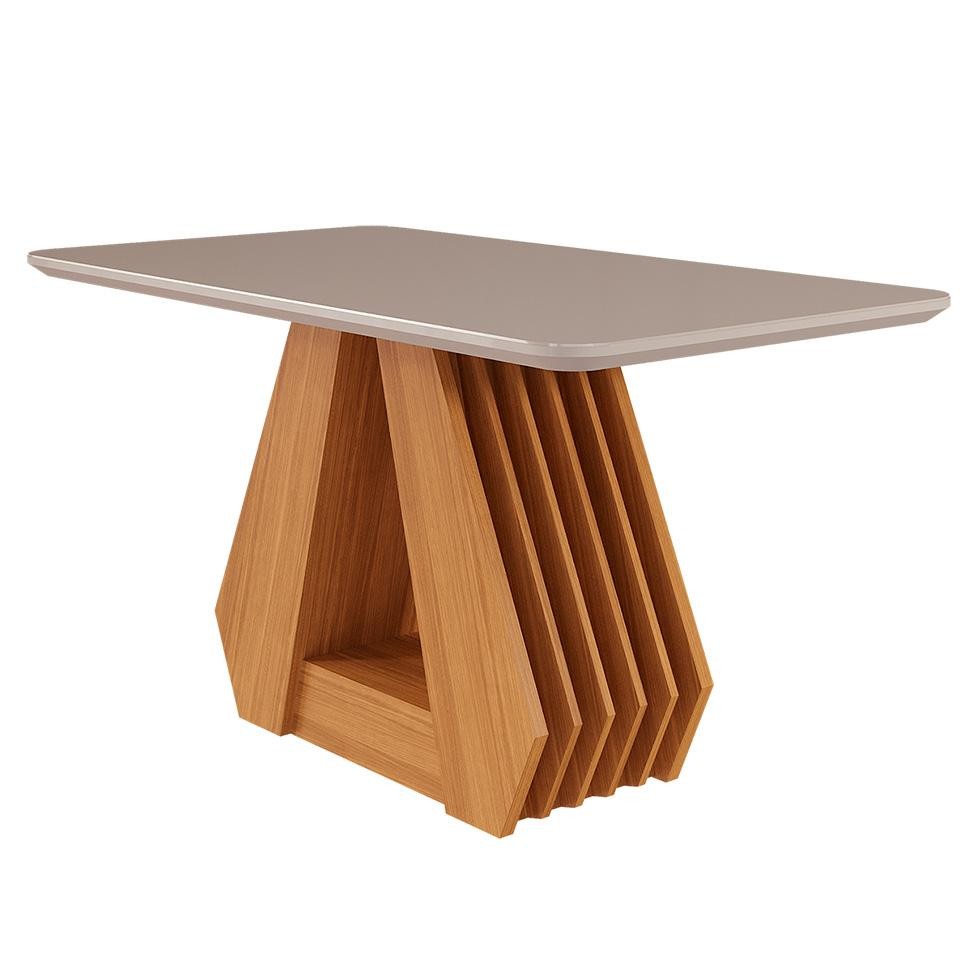 Mesa de Jantar Retangular com Tampo de Vidro Agata Off White e Nature 130 cm em Oferta na Shopee