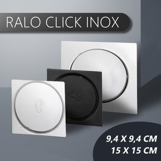 Ralo Click Inteligente 9,4x9,4 cm/15x15 cm Cromado Preto Inox Piso Banheiro Quadrado