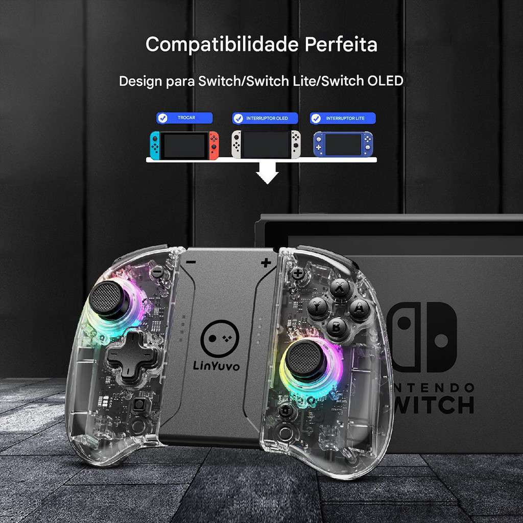 Gamepad Controle Para Nintendo Switch + vibração E Efeito Rgb