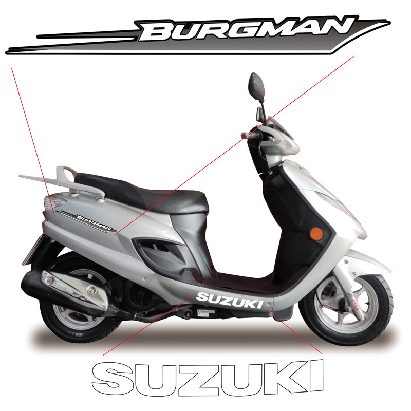 Kit Jogo Emblema Adesivo Suzuki Burgman 2005 A 2009 BRANCO