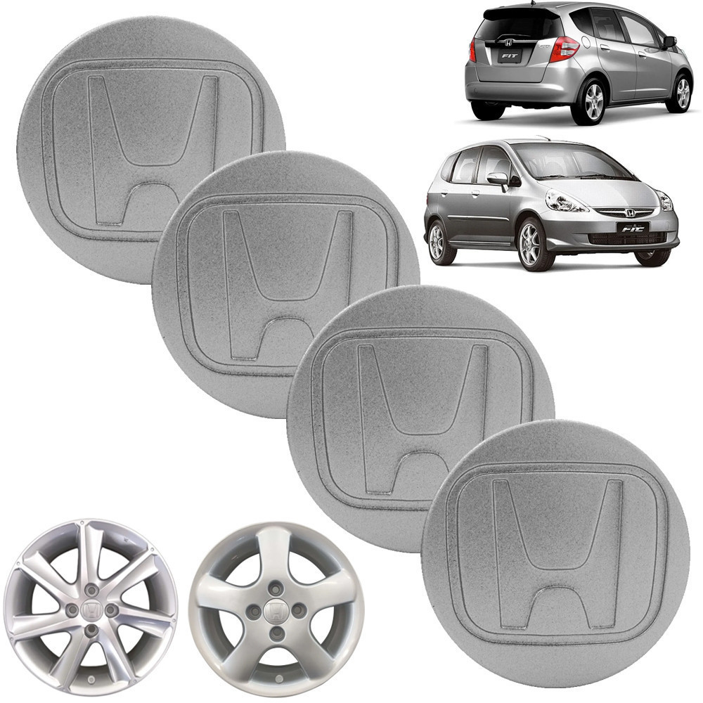 Jogo Calotinha Miolo Tampinha de Roda Honda Fit Civic City 58mm