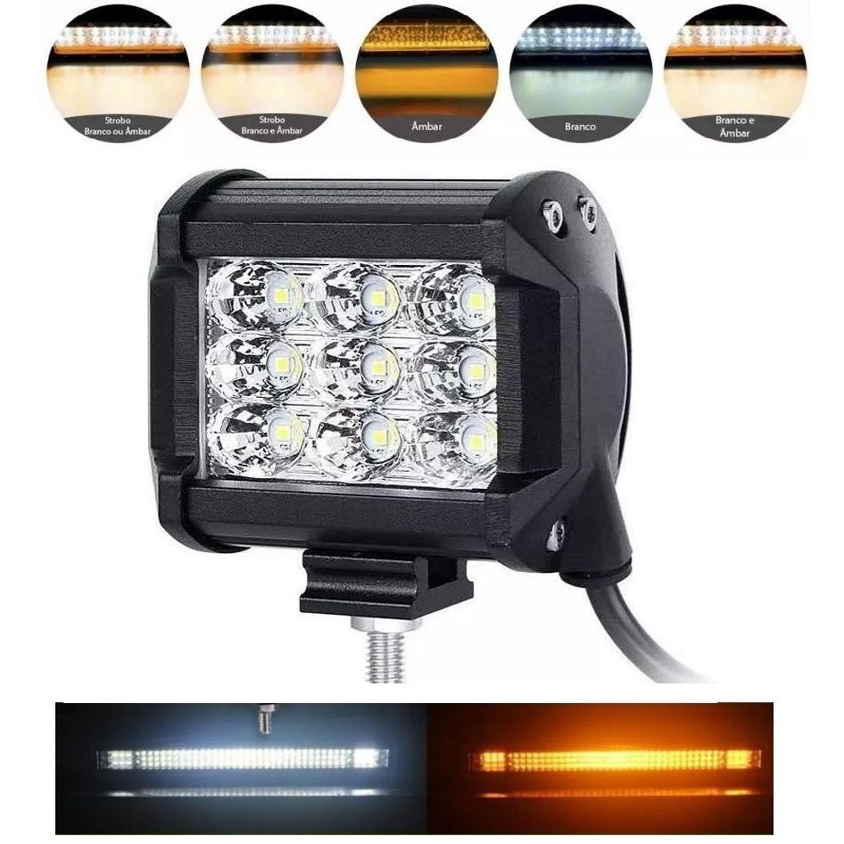 BARRA DE LED CAMINHAO BARCO JEEPE 4X4 TRATOR 12V-60V 36W 10CM BICOLOR BRANCO STROBO E AMBAR LARAJANJA em Oferta na Shopee