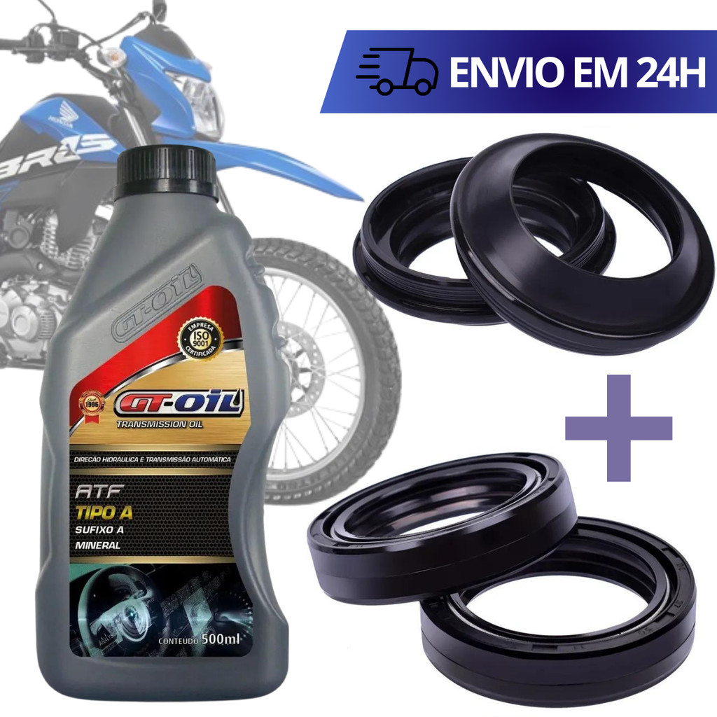 Retentor Bengala Qualidade Original + Oleo Hidraulico ATF 500ml + Guarda Pó Bengala Bros Nxr 150 e 160 (2003 a 2024)