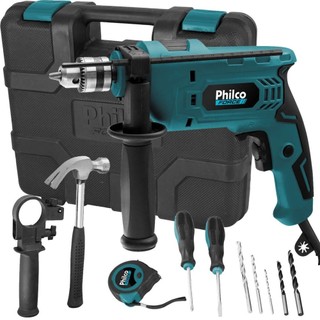 Furadeira de impacto 3/8" 650W com kit de acessórios - PFU01MF Philco em Oferta na Shopee