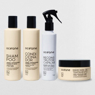 Kit Shampoo + Condicionador + Máscara de Tratamento para Cabelos Quimicamente Tratados + Reconstrutor (4 Produtos) em Oferta na Shopee