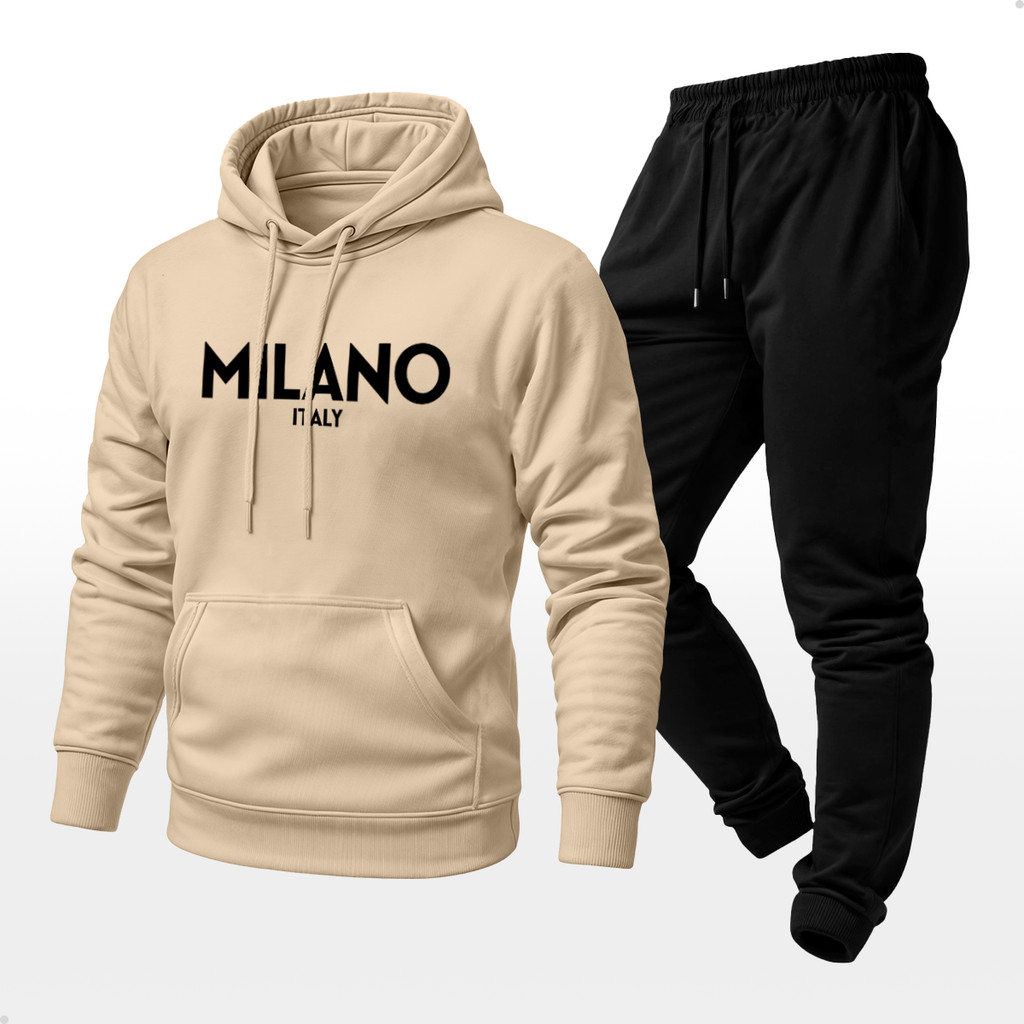 Conjunto Moletom Unissex Estampado Milano Italy Calça e Blusa Com Capuz Bolso Canguru em Oferta na Shopee
