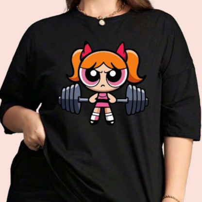 Camiseta Feminina Preta Lindinha Oversized Plus Size.