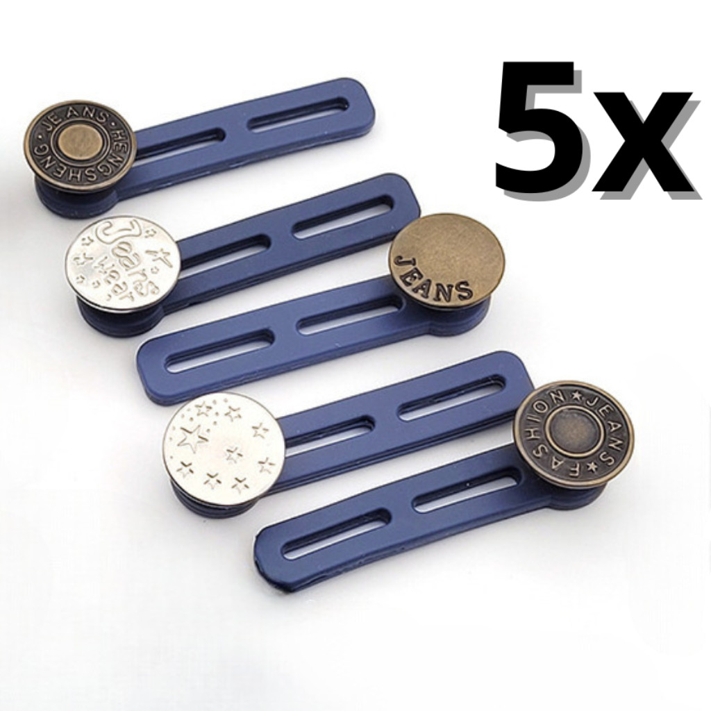 Kit 5 Extensor de Botões Calça Jeans Ajuste Duplo Unissex Confortável Aumenta Medidas Extende Botão Alarga calça em Oferta na Shopee