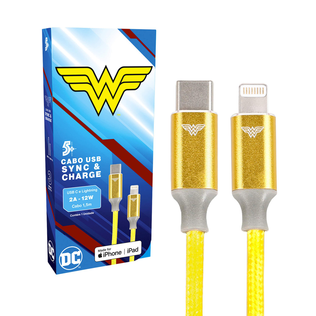 Cabo Carregador Turbo Usb-C para Lightning - Wonder Woman