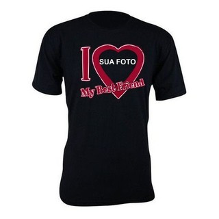 Camiseta camisa estampa i love my best friend personalizado basica unissex manga curta em Oferta na Shopee