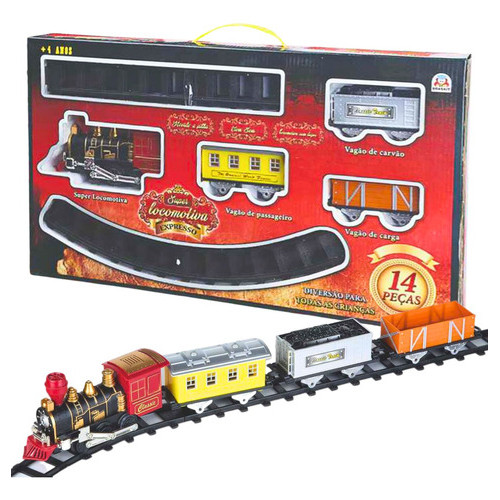 Super Locomotiva Expresso Ferrorama Trem 14 Peças Brinquedo