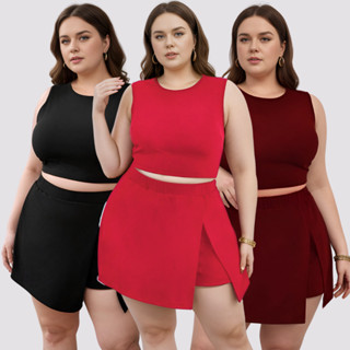 Conjunto Plus Short Saia + Top Regata Plus Size Conjuntinho Curve em Oferta na Shopee