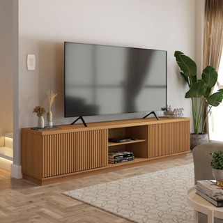 Rack para TV Até 75 Polegadas Ripado 2 Portas Naturalle - Panorama Móveis em Oferta na Shopee