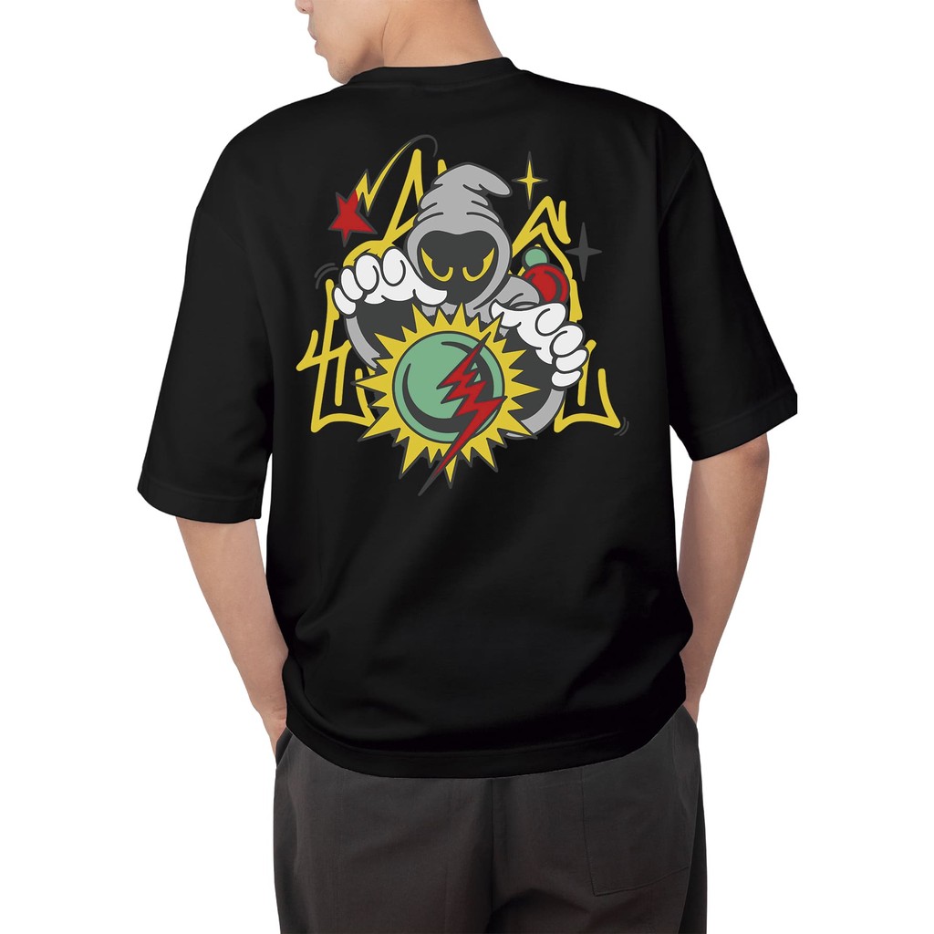 Camiseta Unissex Oversized Plus Size Feminina Masculina Street Magic “Vilão Poderoso” - Estilo Urbano , Design Abstrato 