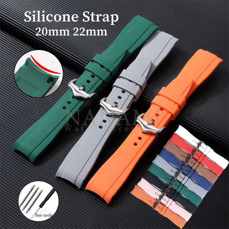 Pulseira De Relógio De Silicone 20mm 22mm , Extremidade Curvada , Universal , Borracha Macia , À Prova D'água , Colorida em Oferta na Shopee