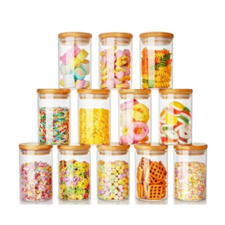 Kit 10 Potes De Vidro Condimentos 350ml Com Tampa De Bambu em Oferta na Shopee