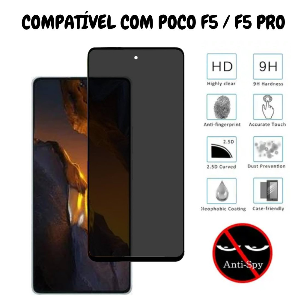 Película de Privacidade Vidro 3D Para Xiaomi Poco F5 / F5 Pro em Oferta na Shopee