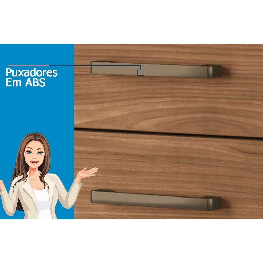 Detalhes do Cômoda de Quarto 1.4 Plus c/ 1 Porta e 4 Gavetas jatoba/Areia - Santos Andirá
