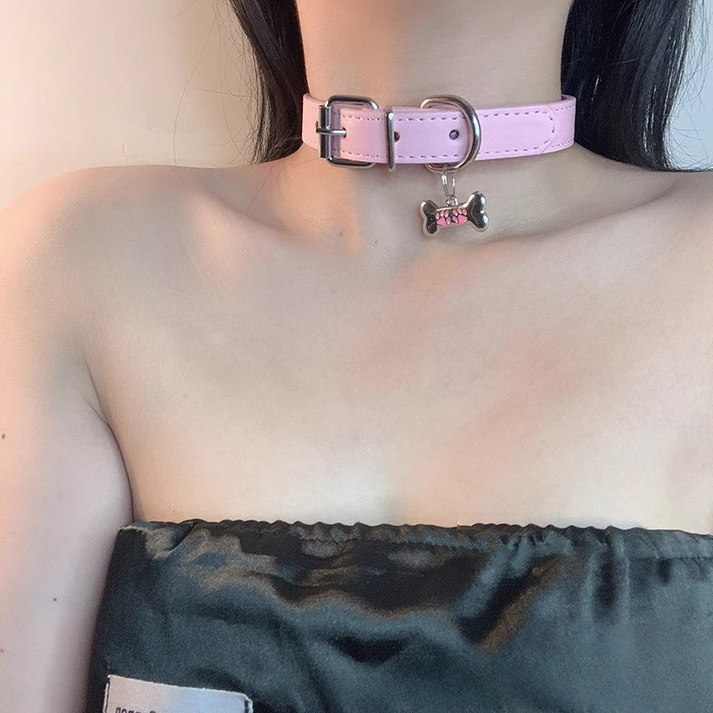Gargantilha De Couro Punk , Colares Para Mulheres , Pingente De Osso , Conjunto De Corda De Tração , Acessórios De Joias