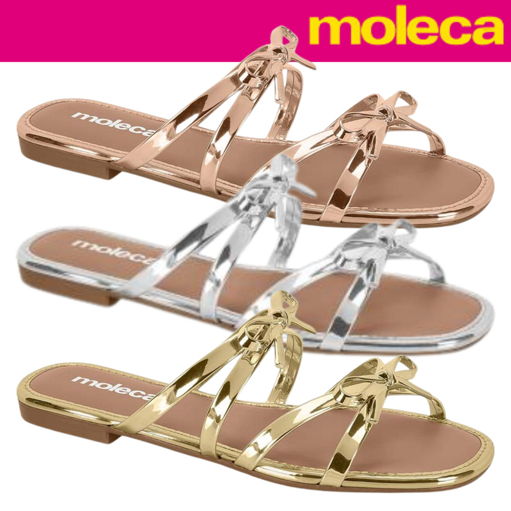 Sandália Chinelo Feminino Moleca Laços Triplo Delicado Confortável em Oferta na Shopee