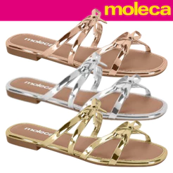 Sandália Chinelo Feminino Moleca Laços Triplo Delicado Confortável