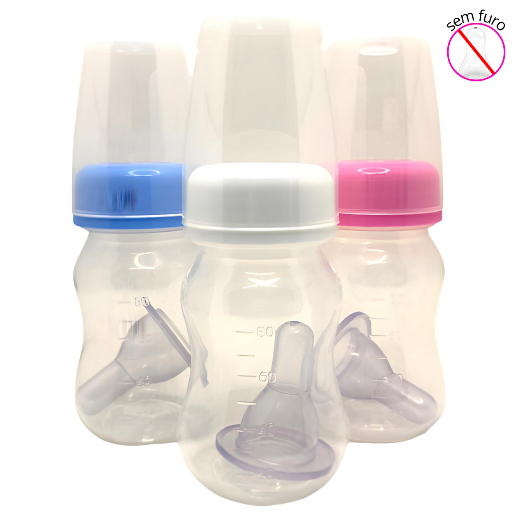 Mamadeira 80 ML Bebê Reborn 10 Unidades Sem Furo no Bico