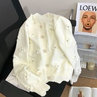 Feminino Casual Elegante Estilo Rua Bordado Malha Cardigan Primavera Outono Topo