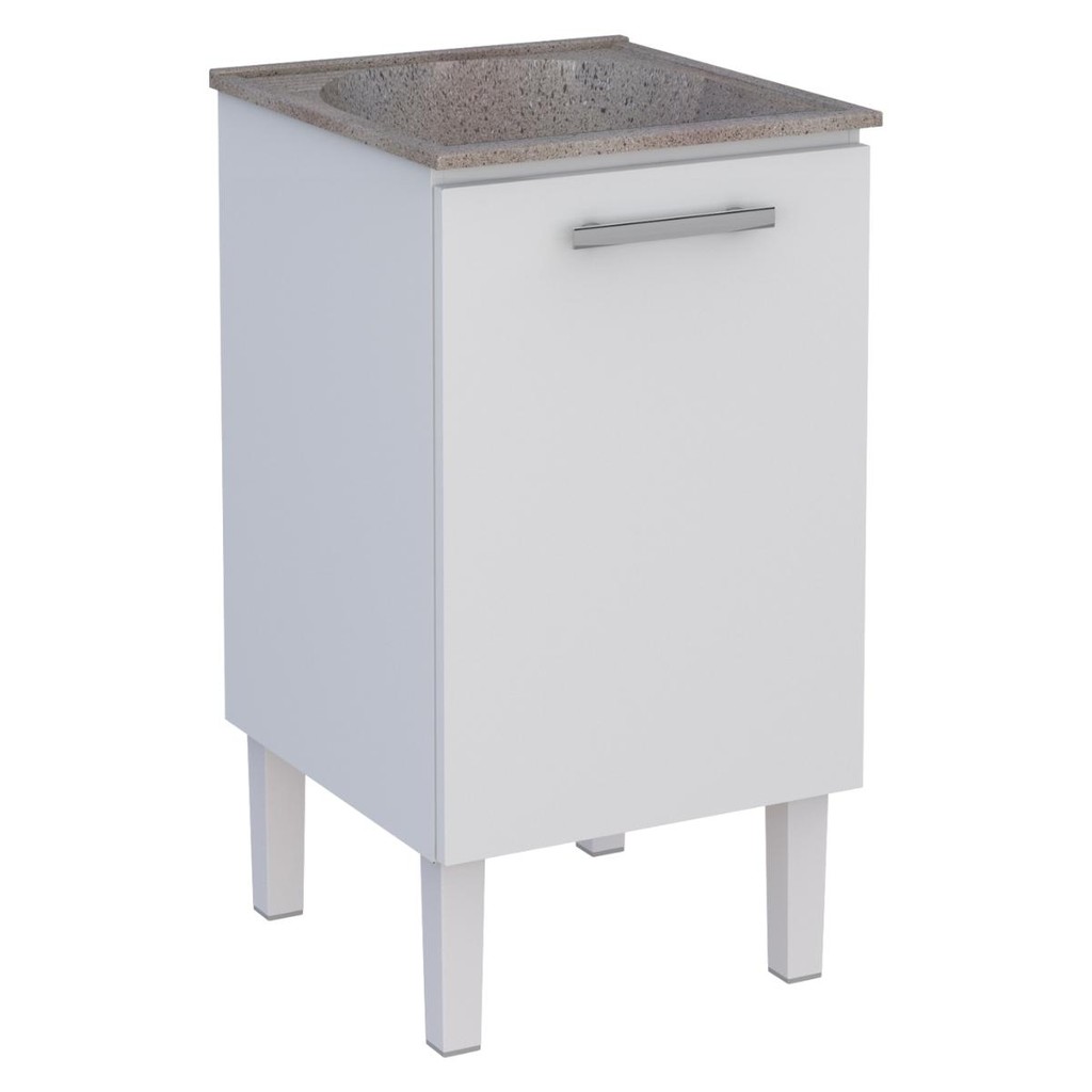 Gabinete para Lavanderia em Aço com Tanque Surubim Branco em Oferta na Shopee