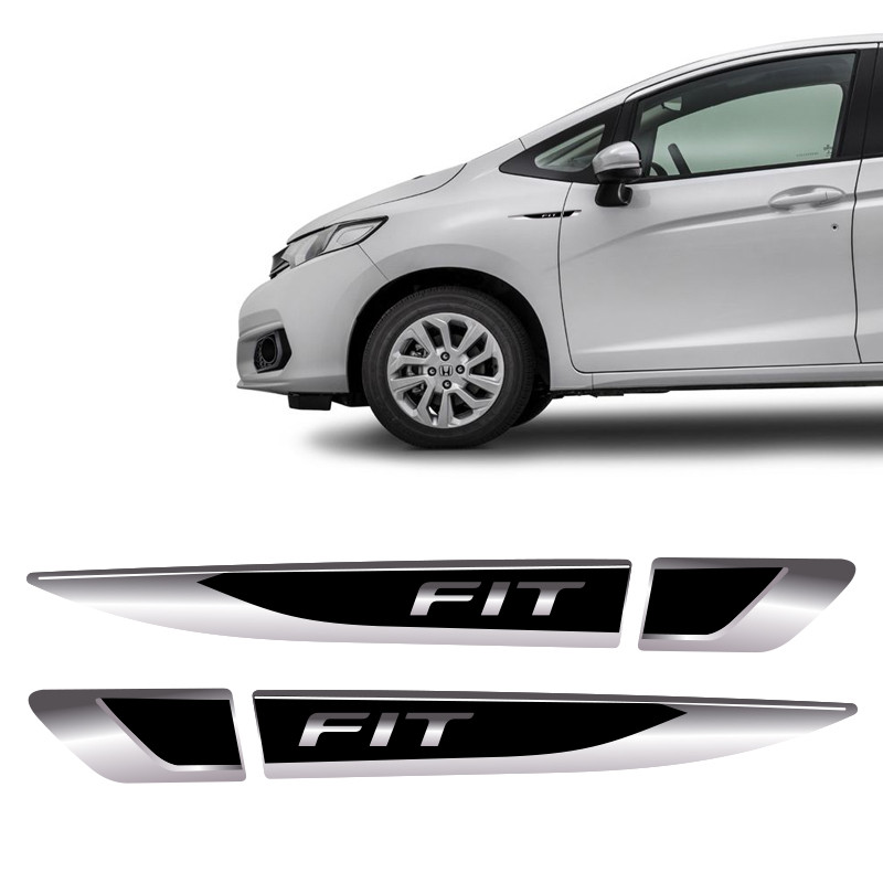 Aplique Lateral Honda Fit 2015/2020 Emblema Resinado Cromado