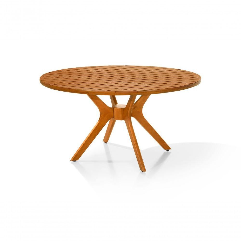 Mesa De Jantar Redonda Julia 100% Madeira Maciça 4 Lugares 110cm