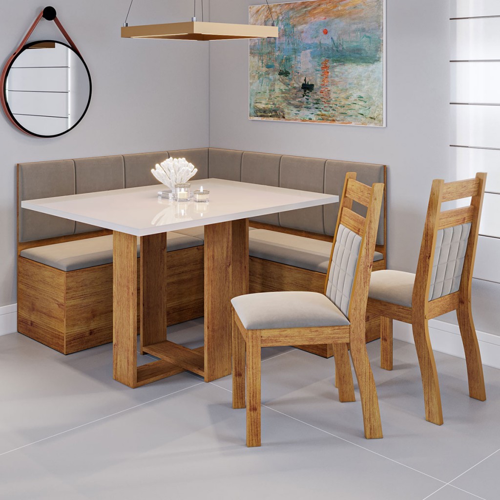 Canto Alemão Rubro com 2 Cadeiras em Oferta na Shopee