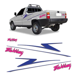 Faixas Fiorino Trekking Pick-Up 1996 Lx Adesivos Azul/Rosa