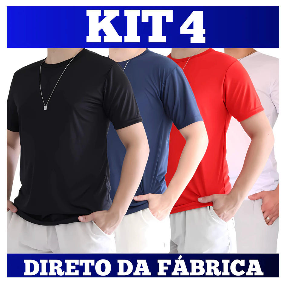 1 Camiseta Ou kit C/4 Camisetas 100% poliester Treino Academia Corrida Masculina Feminina