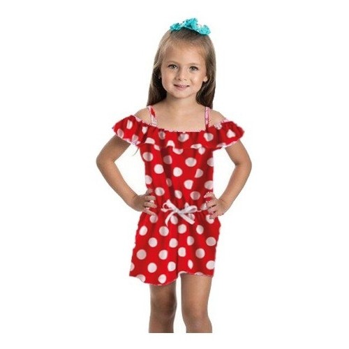 Macaquinho Infantil Menina Ciganinha Bolinha Vermelho Festa