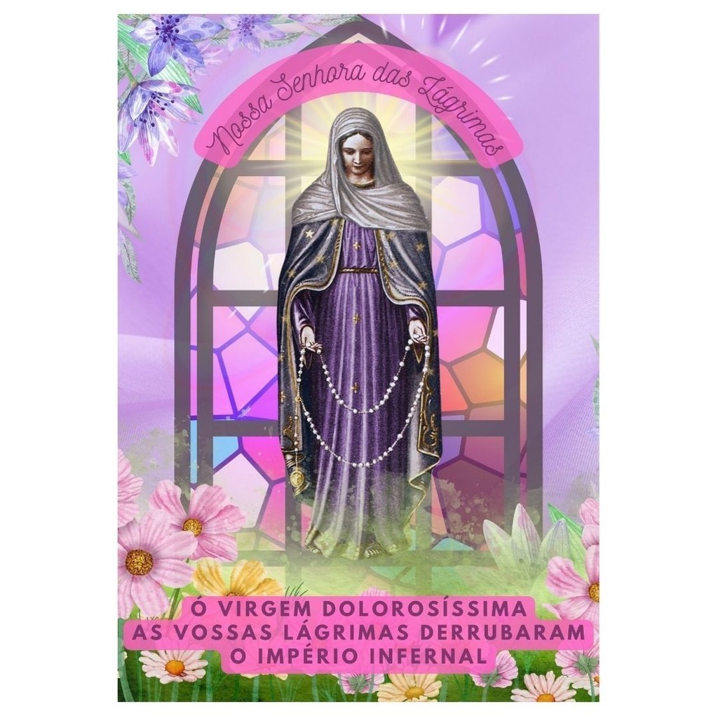 Quadro Plaquinha Decorativa A4 Nossa Senhora das Lágrimas