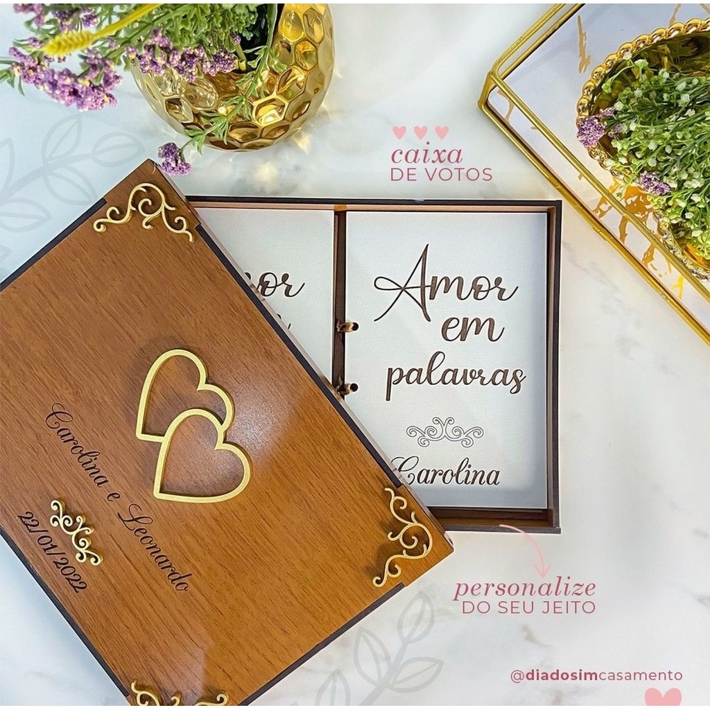 Caixa Para Votos de Casamento Noivos 100% MDF Personalizavel
