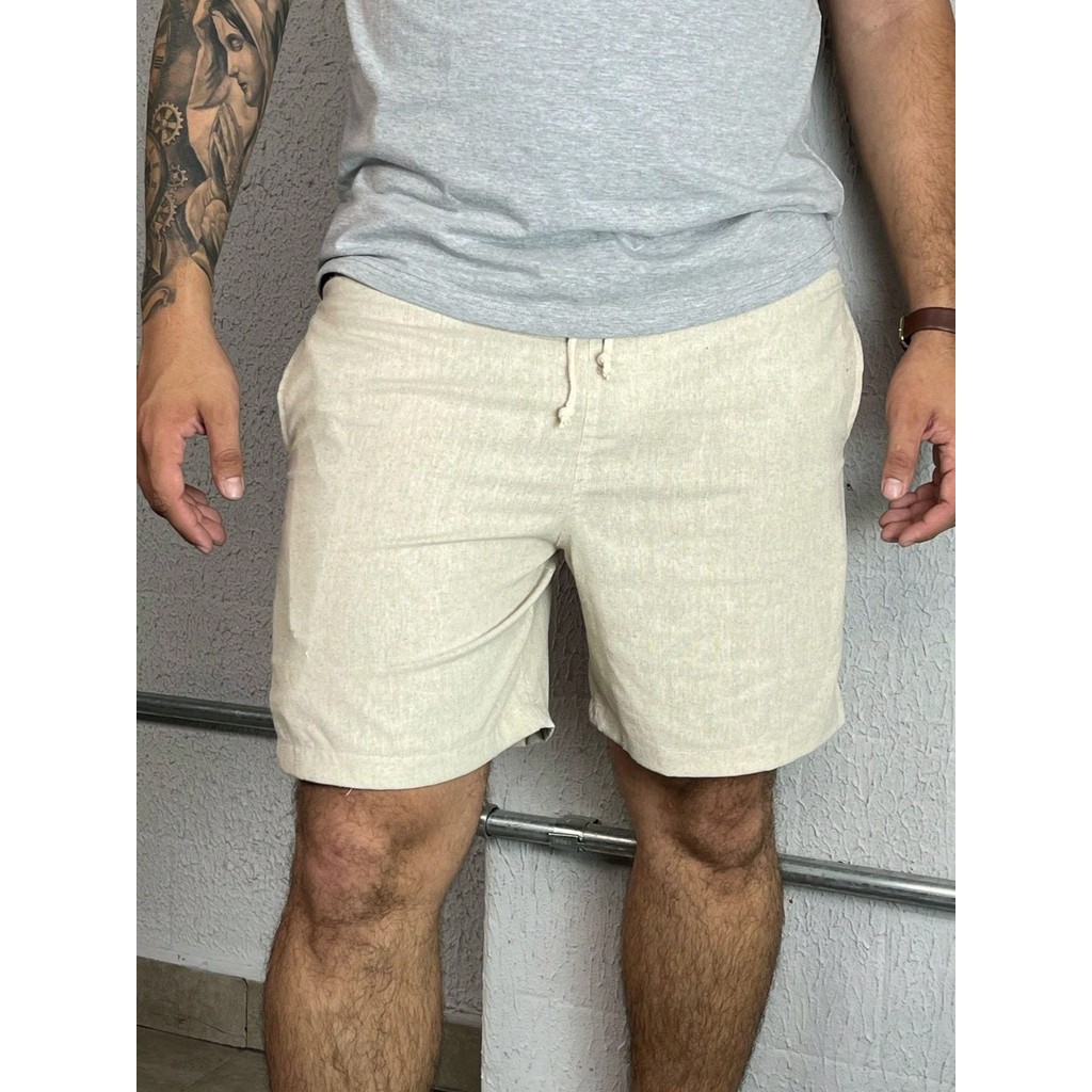 Bermuda Linho Masculino Com Cordão em Oferta na Shopee
