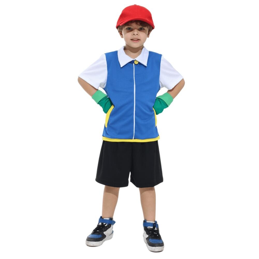 Fantasia Ash Ketchum Infantil Pokémon Com Boné Vermelho em Oferta na Shopee