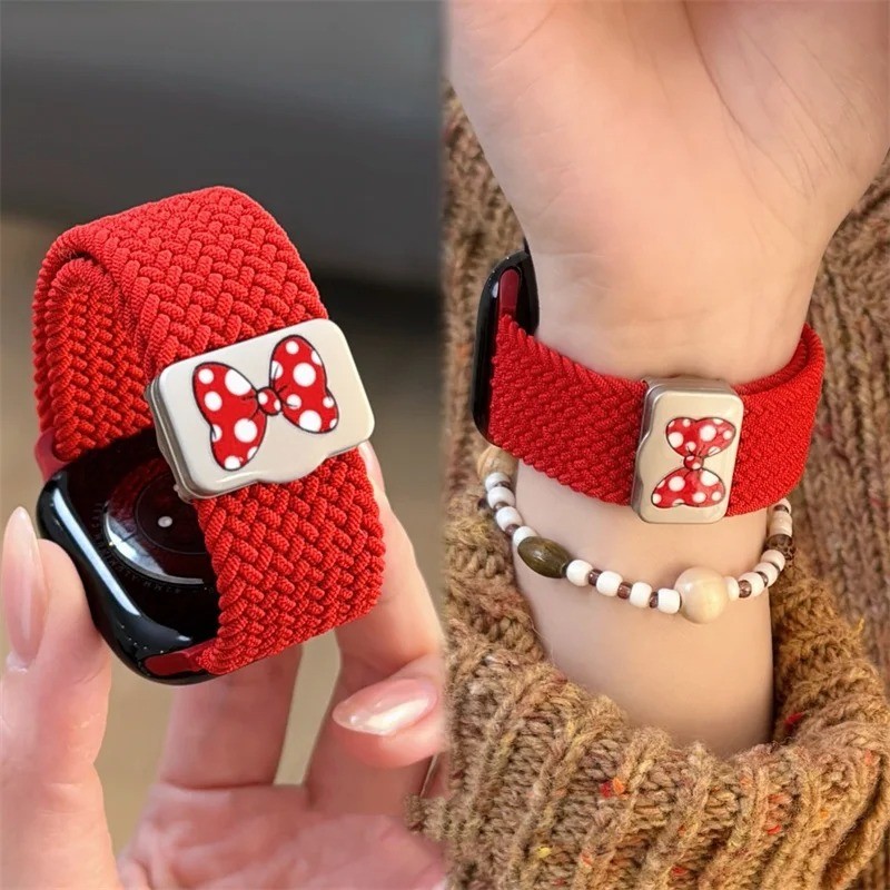 Pulseira Magnética Com Laço Fofo De Desenho Animado Para Apple Watch Band 41mm 40mm 42mm 46mm 45mm 44 41 42 Ultra2 49mm