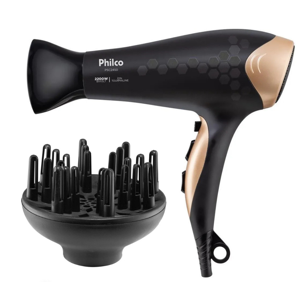 Secador de Cabelo Philco PSC2450 Tourmaline Bivolt 2200W em Oferta na Shopee
