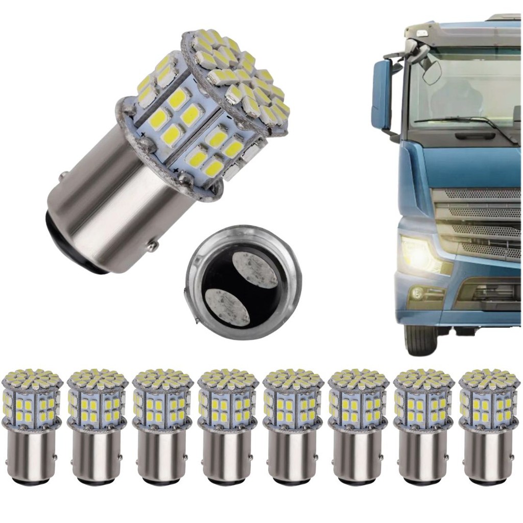 KIT 10 LAMPADA 50 LED BAY15D 2 POLO P21/5W 1157 1034 BRANCO 24V