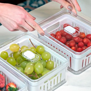 Organizadores de Geladeira de Acrílico com Tampa Drenagem 2,2 Litros em Oferta na Shopee