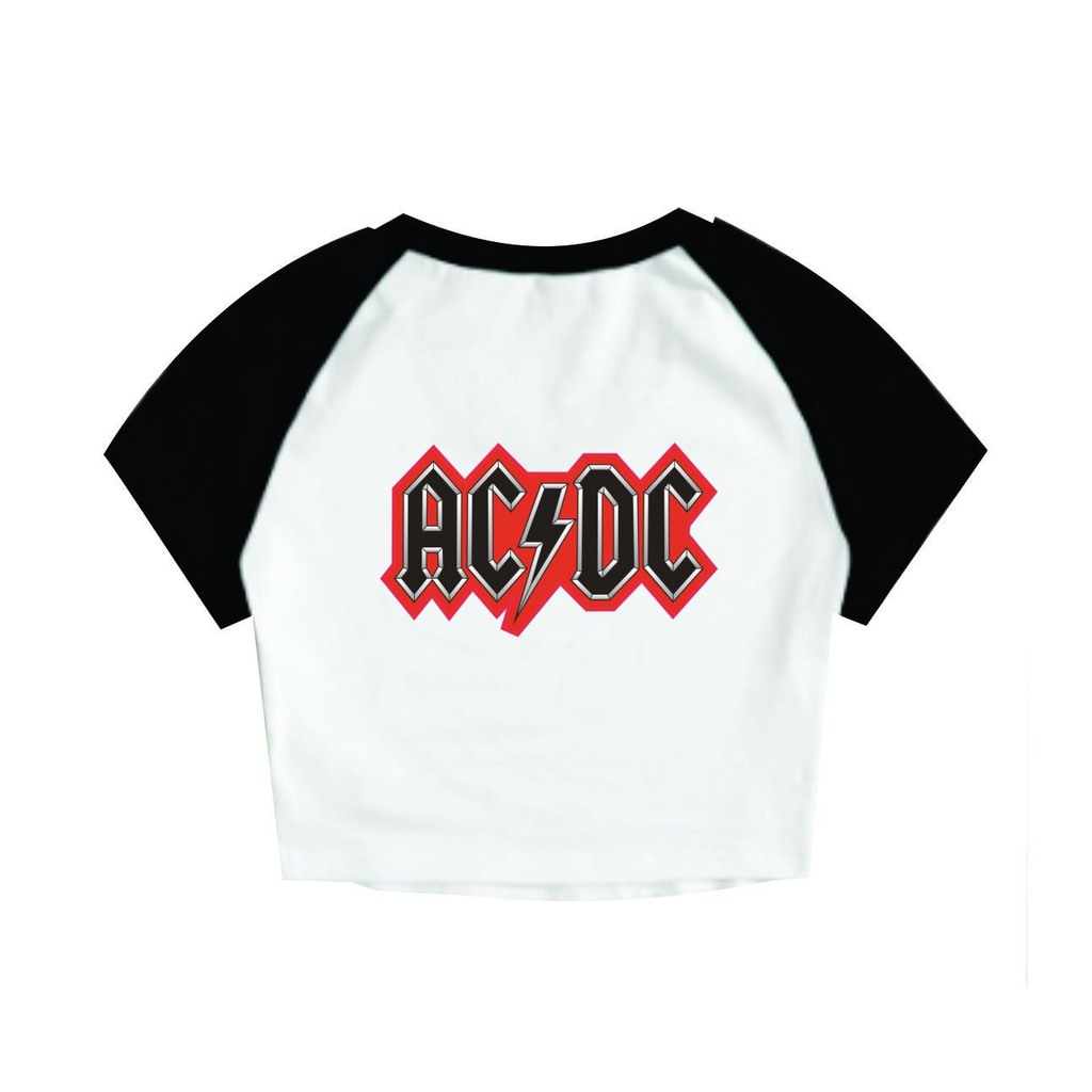 Cropped Raglan Feminino Tumblr blogueira ACDC LOGO feminina curta em Oferta na Shopee