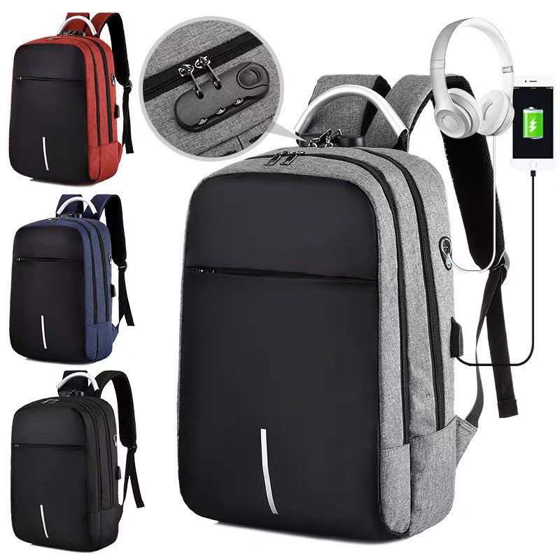 Mochila Unissex Impermeável Notebook 15.6 Anti-Roubo Com Trava De Senha E Carregamento Usb  ming