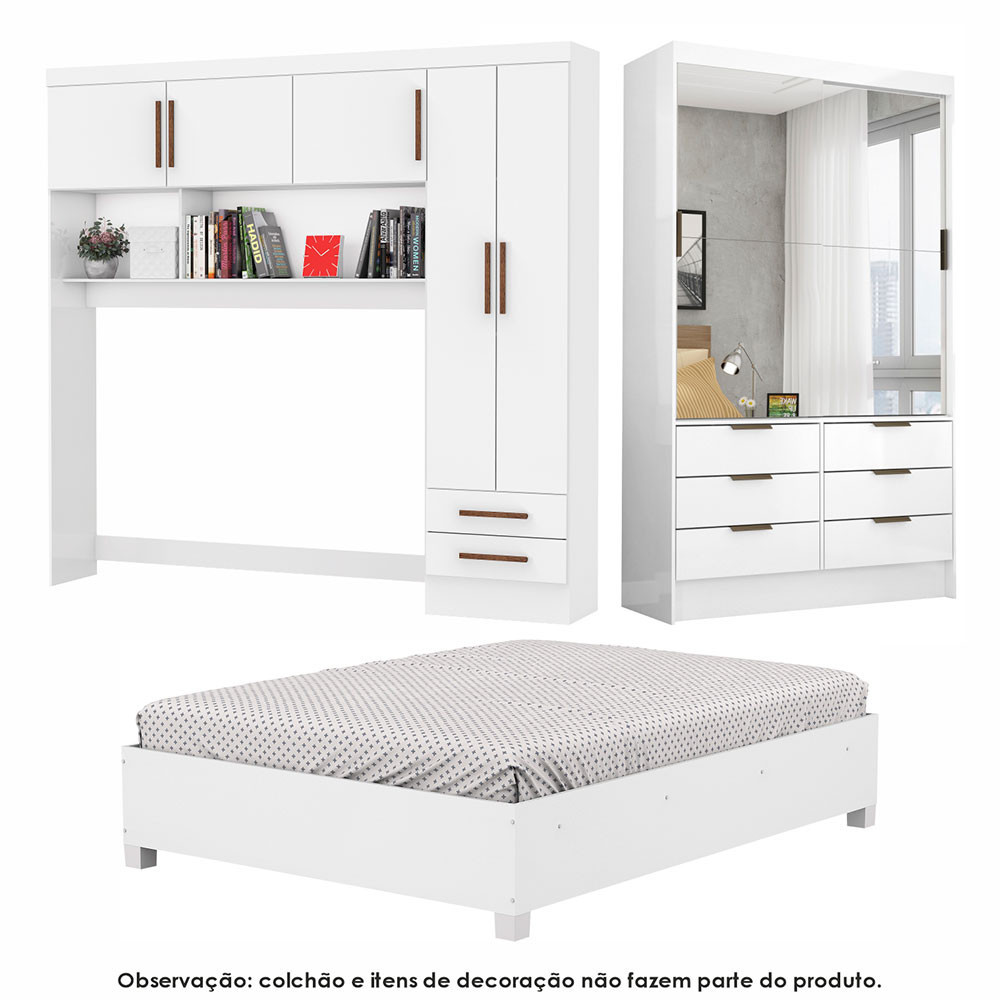 Guarda Roupa Casal Modulado Sevilha 5 e 2 Portas 8 Gavetas Cama Casal Carioca Móveis - Miniatura 3