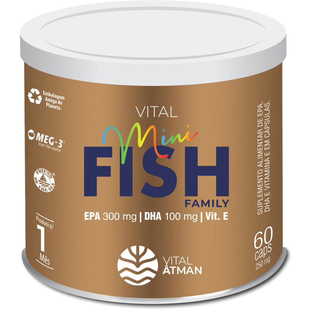 Vital Mini Fish Ômega 3 Pureza MEG-3 EPA e DHA Vit E 250mg
