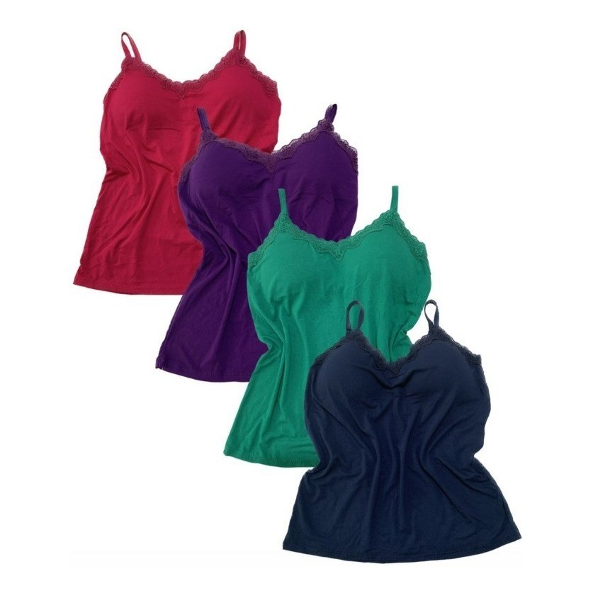 Kit 4 Bojo Feminino Regata Alcinha Camisa Renda Regulável .